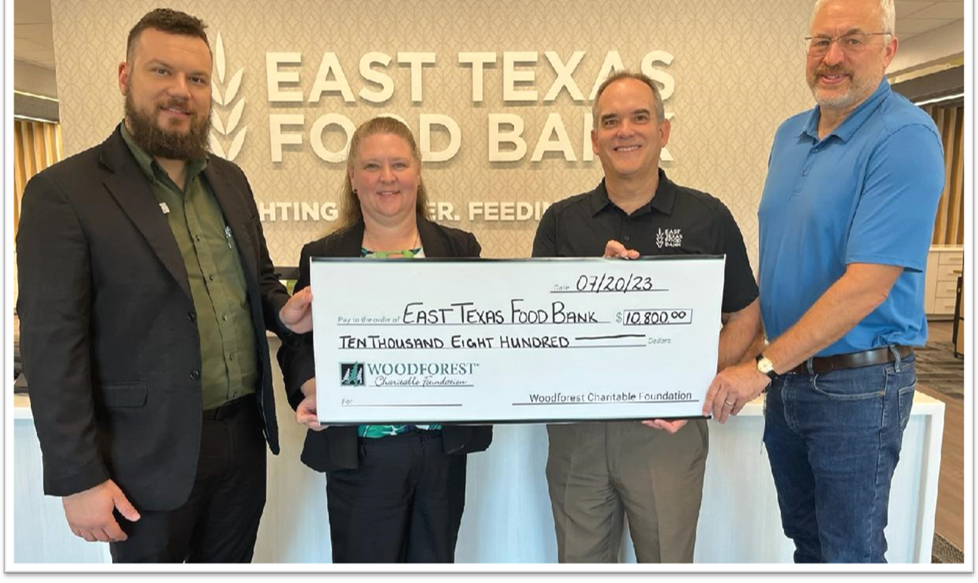 East Texas Food Bank recently received a $10,800.00 donation from WCF.