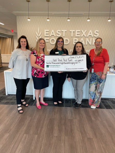 East Texas Food Bank recently received a $12,885.00 donation from WCF.