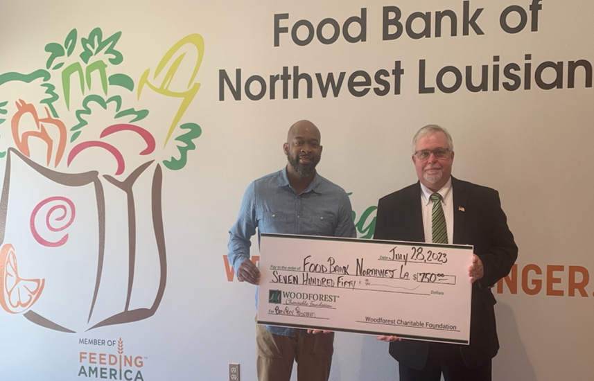 Food Bank of Northwest Louisiana received a $750.00 donation from WCF.