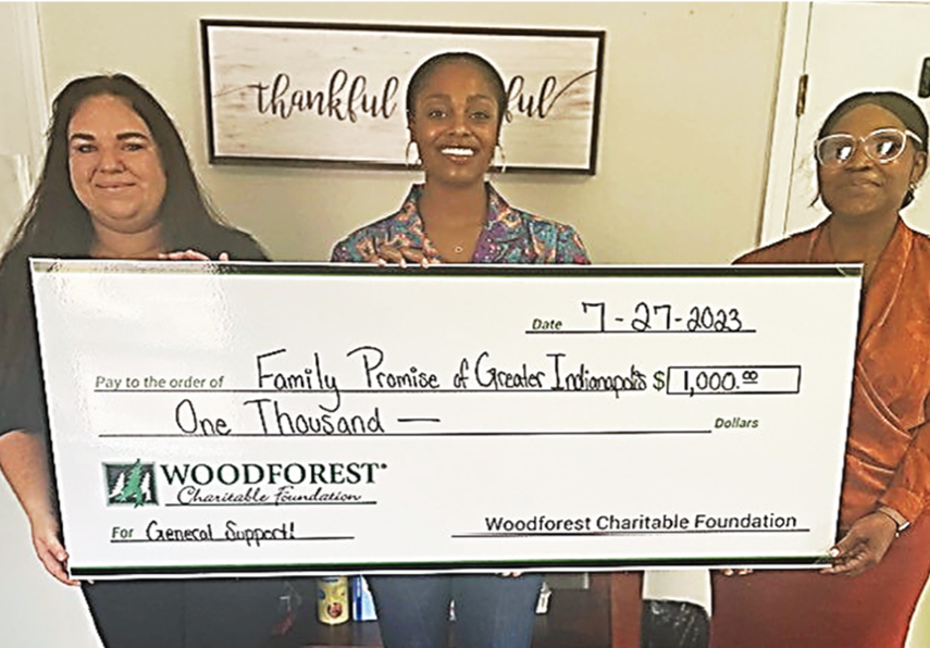 Family Promise of Greater Indianapolis received a $1,000.00 donation from WCF.