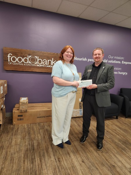 Food Bank of Central & Eastern N.C recently received a $14,150.00 donation from WCF.