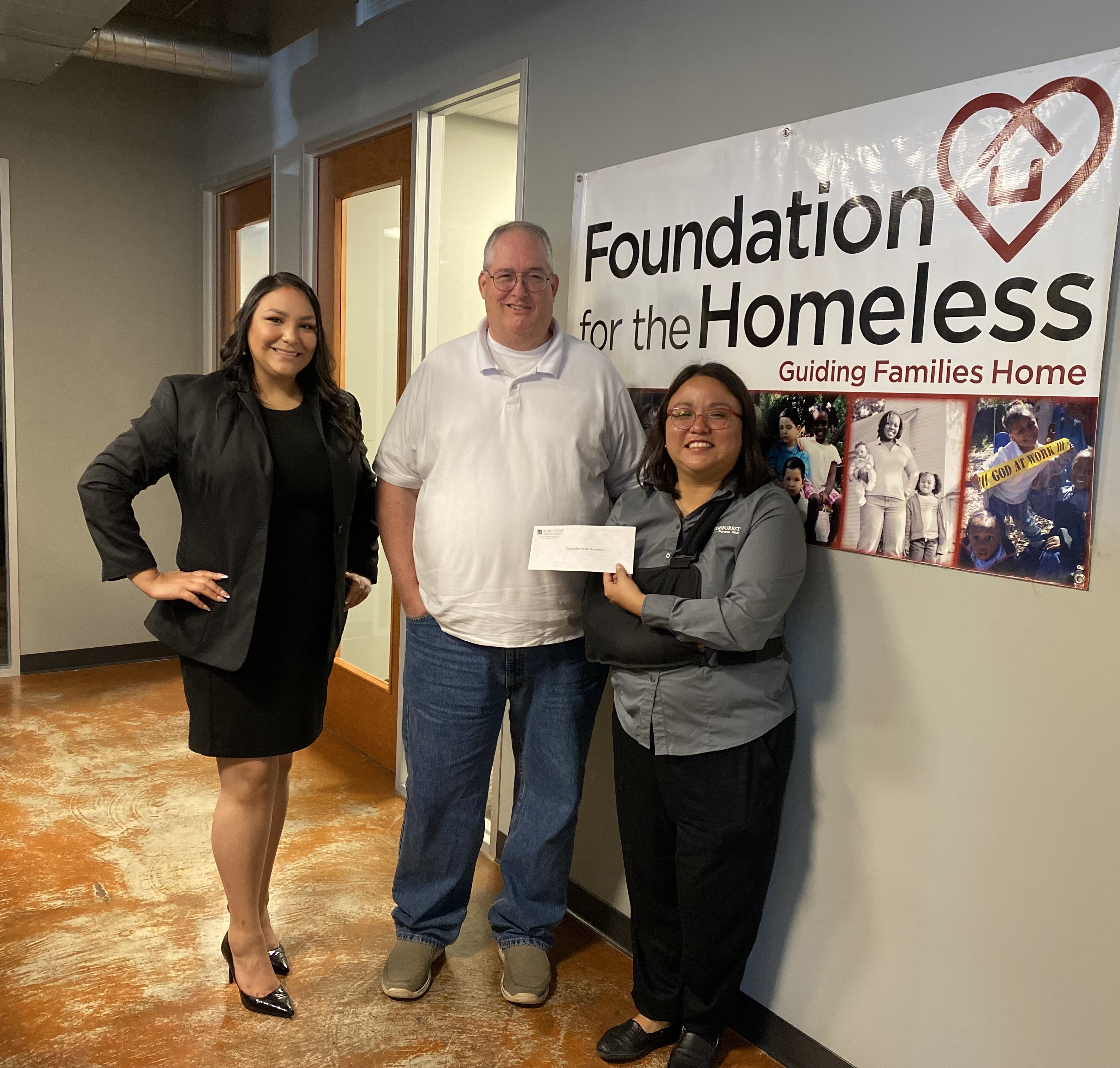 Foundation for the Homeless recently received a $3,500.00 donation from WCF.