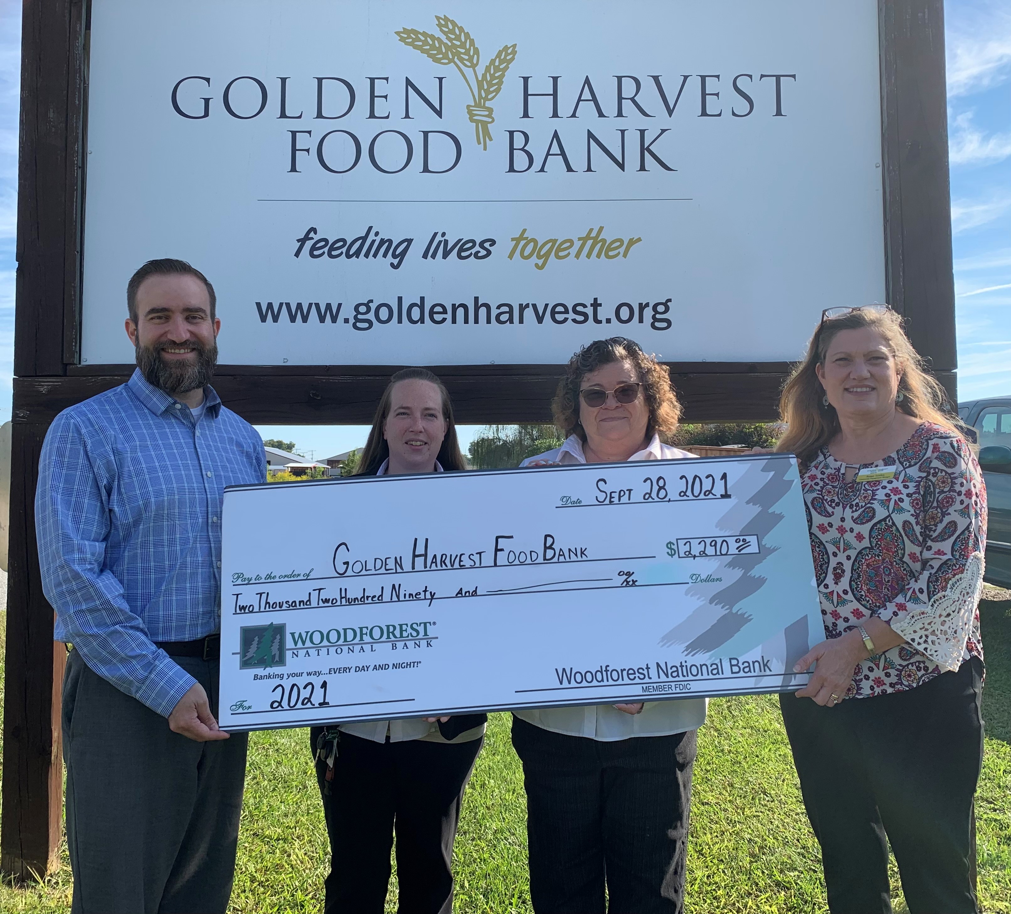 Golden Harvest Food Bank recently received a $2,290.00 donation from WCF.