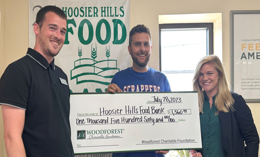 Hoosier Hills Food Bank recently received a $1,560.00 donation from WCF.