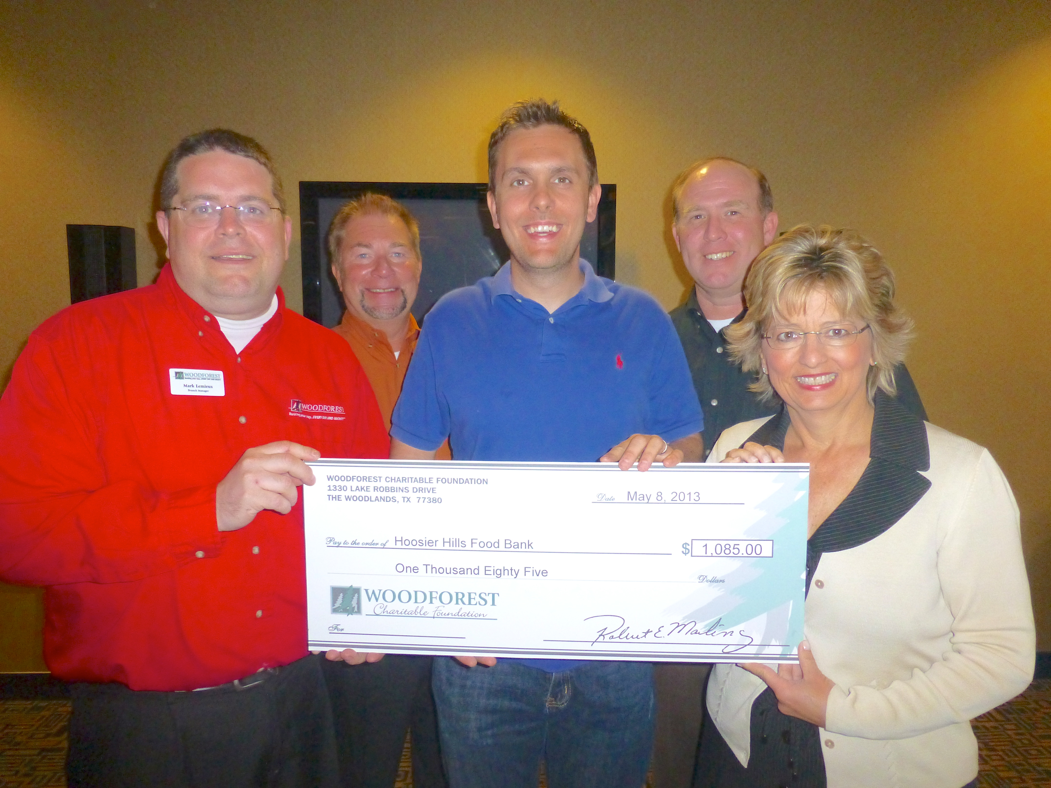 Hoosier Hills Food Bank receives $1,085 donation from Woodforest Charitable Foundation.