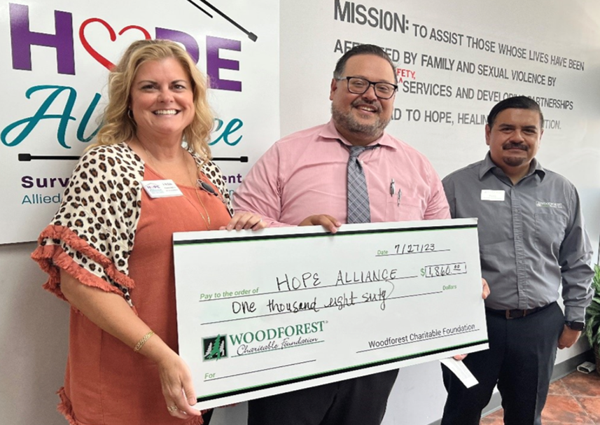 Hope Alliance recently received a $1,860.00 donation from WCF.