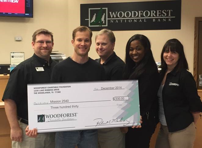 Mission 2540 recently received a $330 donation from Woodforest Charitable Foundation.