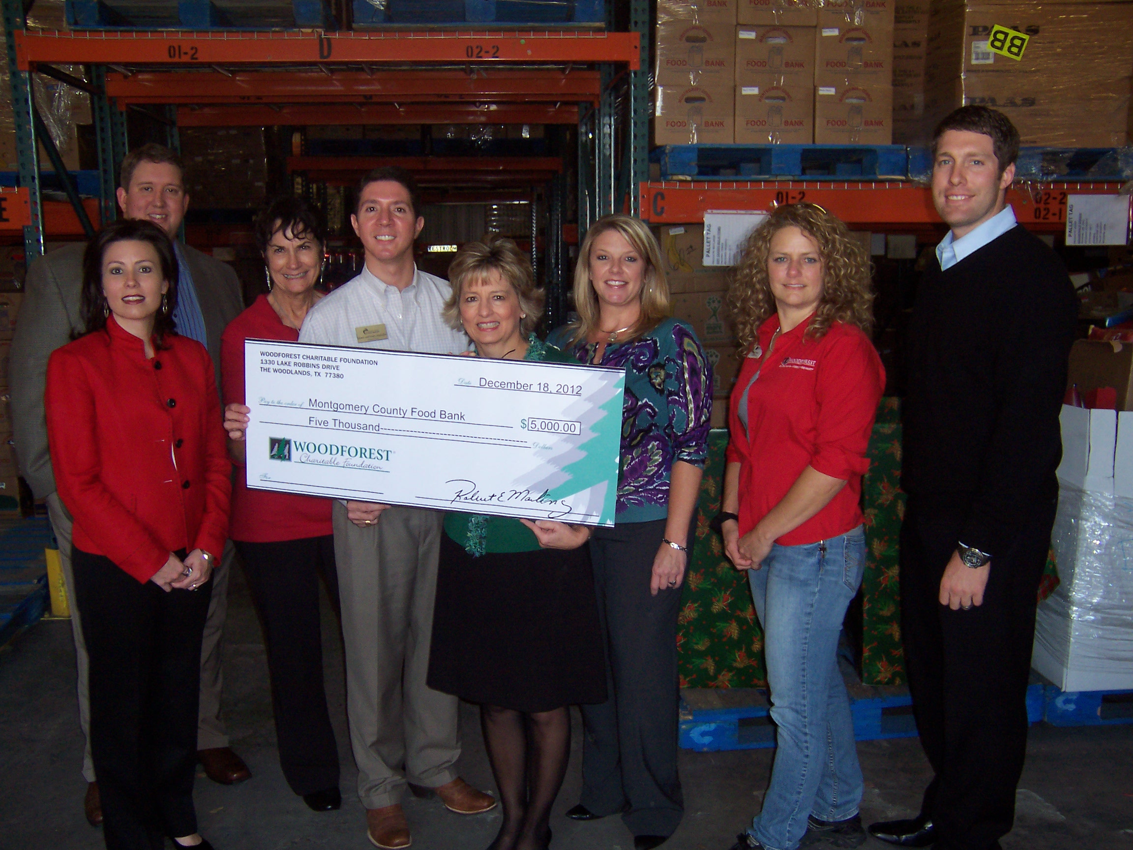 Montgomery County Food Bank receives $10,000 donation from Woodforest Charitable Foundation.