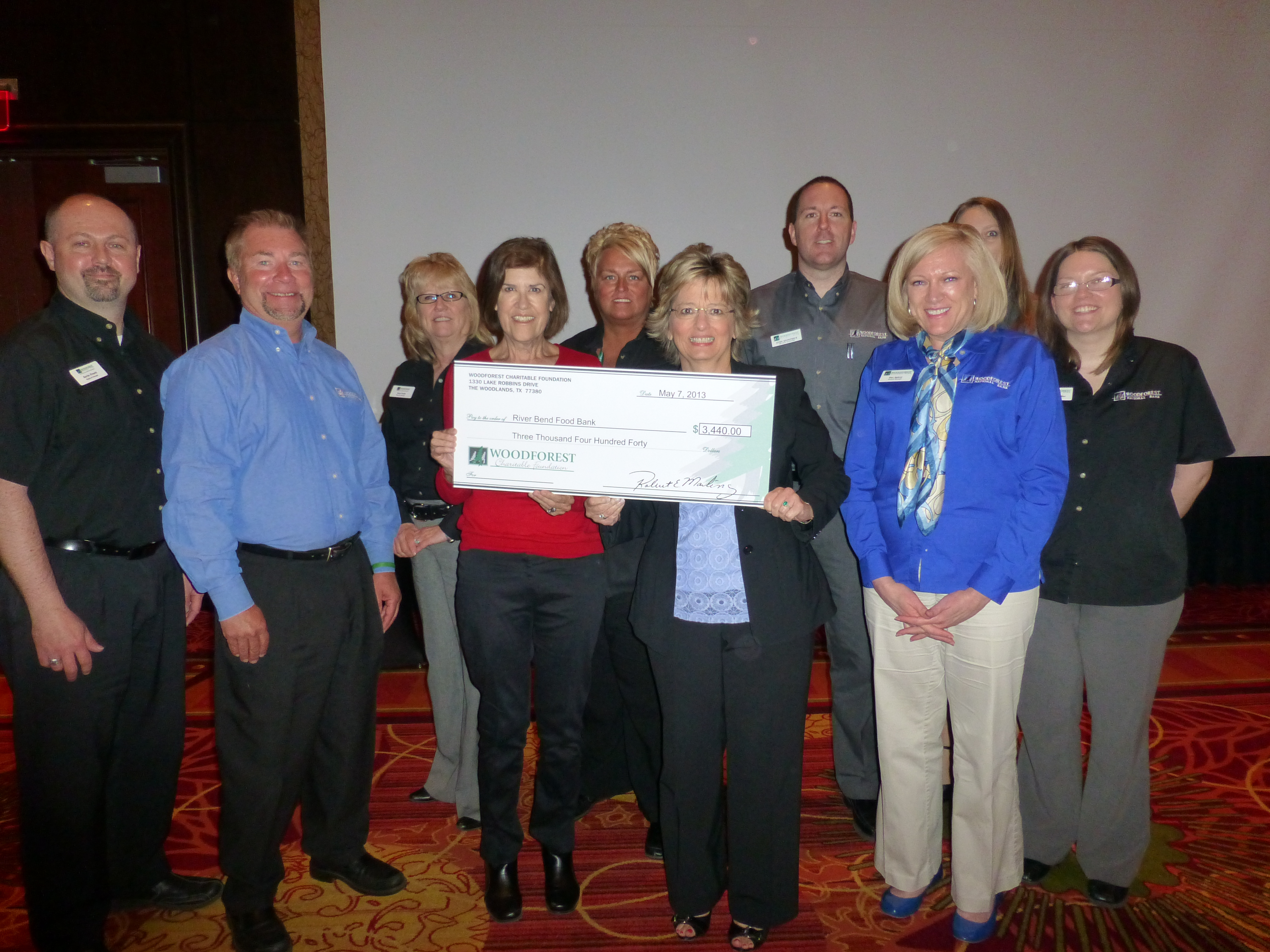 River Bend Food Bank receives $3,440 donation from Woodforest Charitable Foundation.