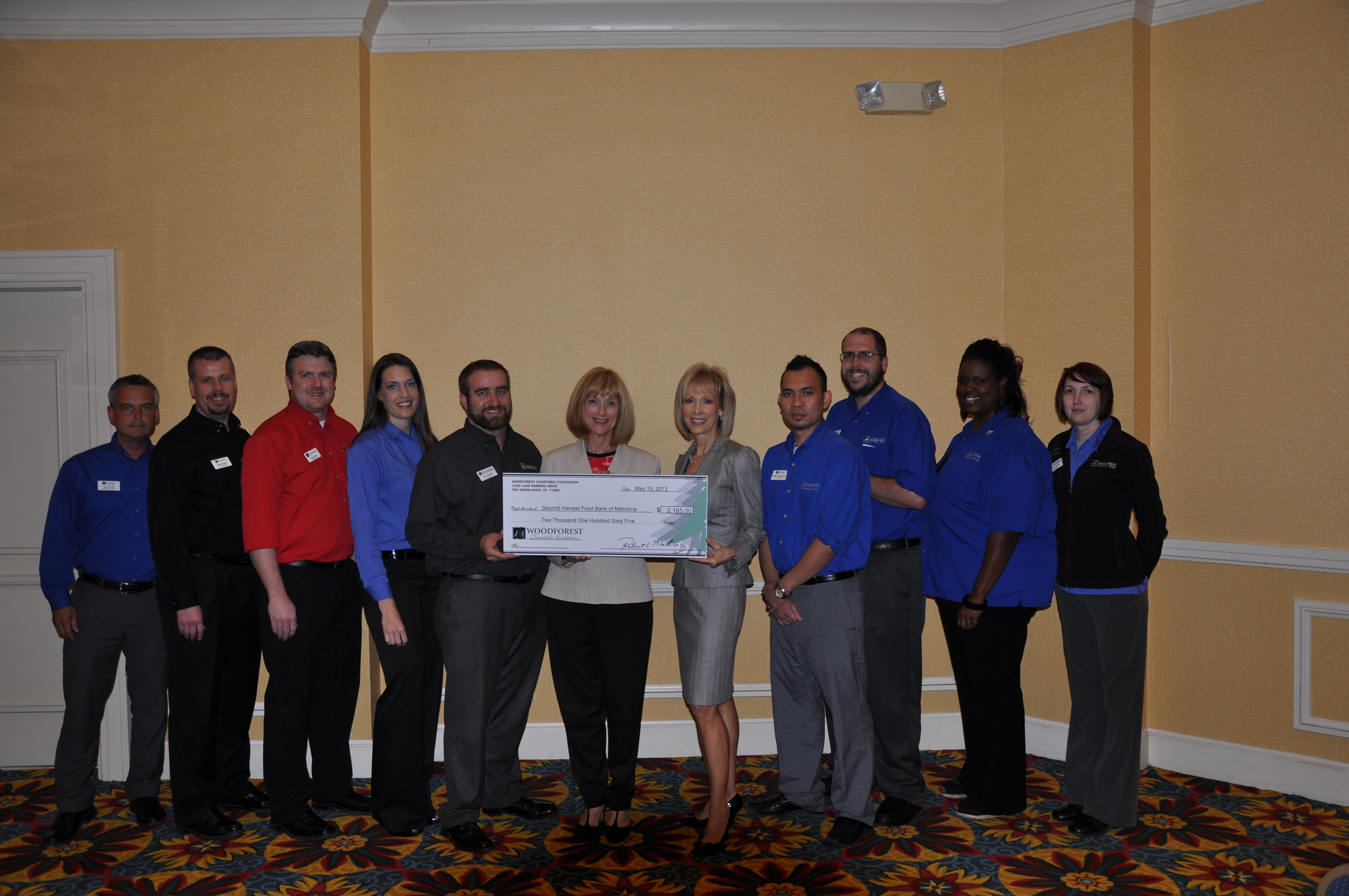 Second Harvest of Metrolina receives $2,165 donation from Woodforest Charitable Foundation.
