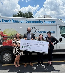 Terry Haute Catholic Charities Food Bank recently received a $1,305.00 donation from WCF.