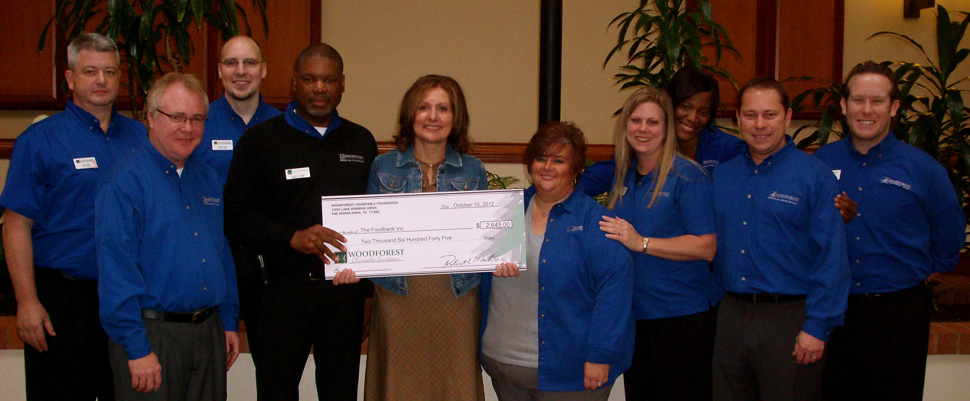 The Foodbank, Inc. receives $2,645 donation from Woodforest Charitable Foundation.