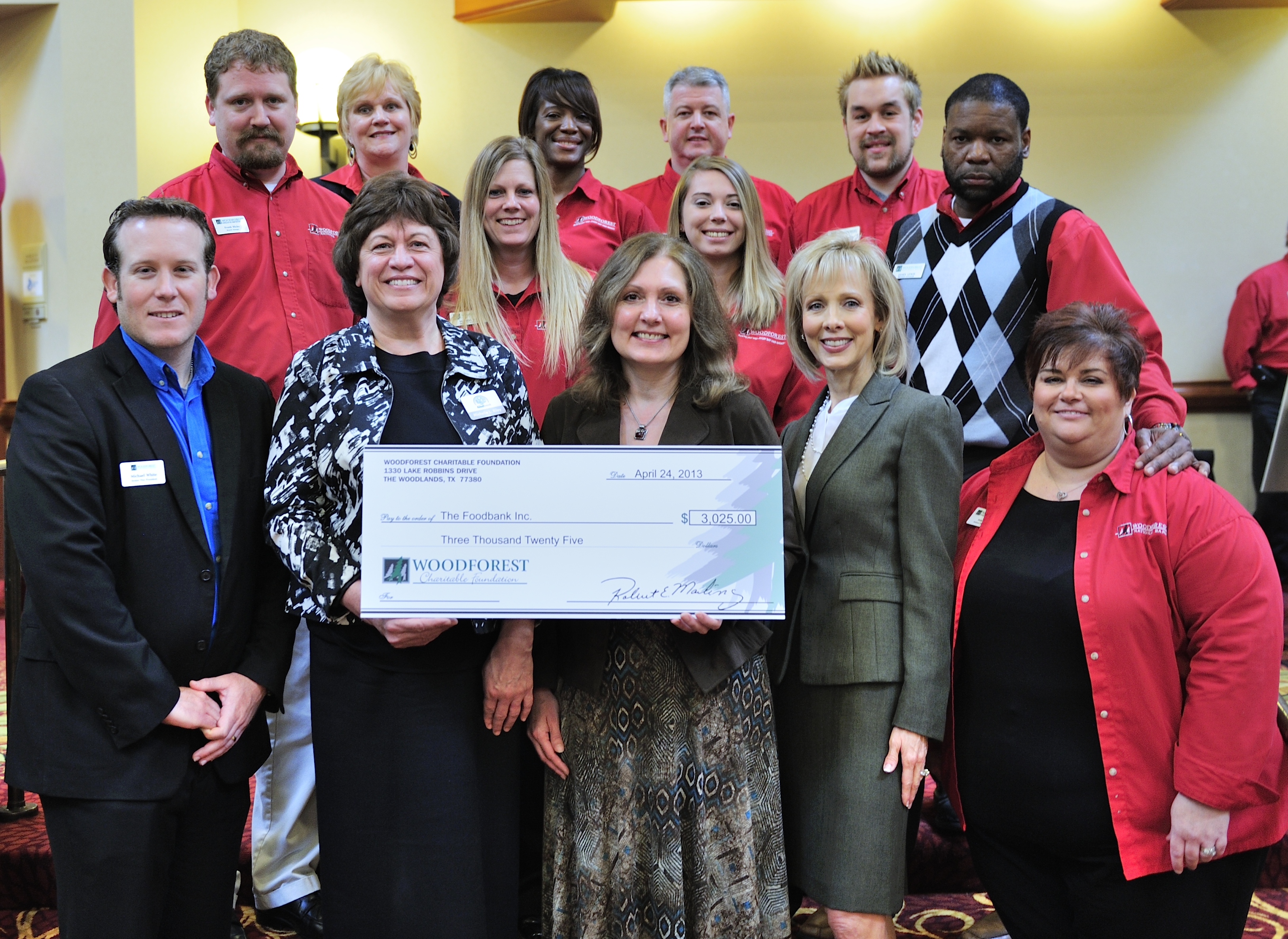 The Foodbank, Inc. receives $3,025 donation from Woodforest Charitable Foundation.