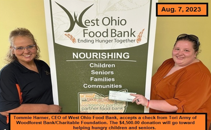 West Ohio Food Bank recently received a $4,500.00 donation from WCF.