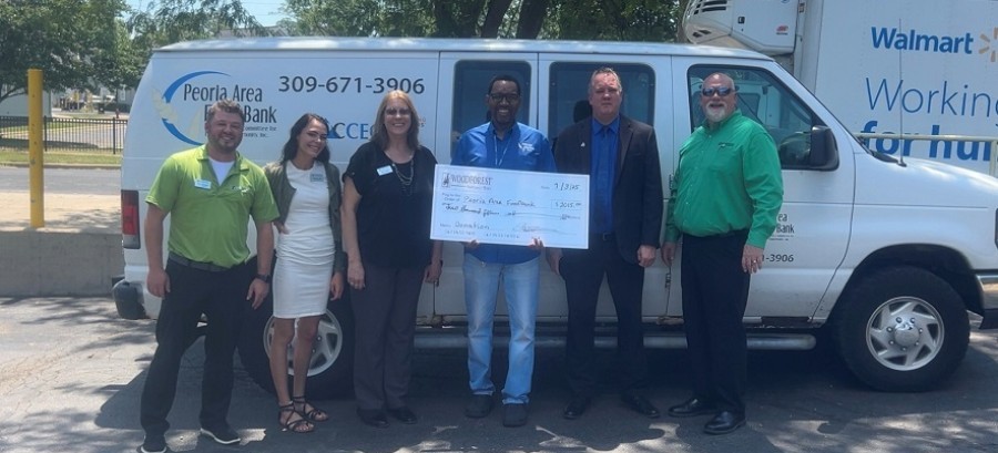 Peoria Area Food Bank recently received a $2,015.00 donation from The Woodforest Charitable Foundation. 